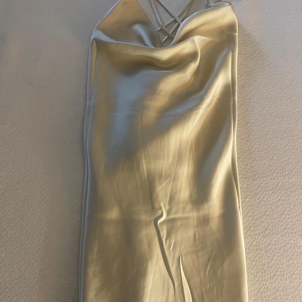 Strapless Satin Dress in Champagne